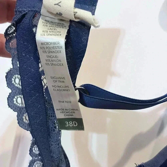 Lucky Brand Cornflower Medium Blue 38B bra with lace band underwire lined - Picture 2 of 8